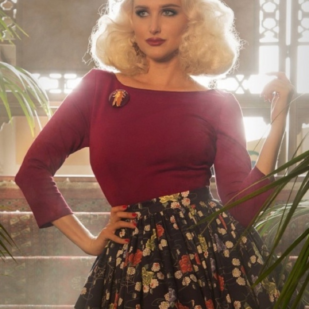 Pinup Girl Clothing Sabrina Top in Merlot